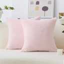 Home Brilliant Large Pillow Covers for Sofa Bed Euro Sham Super Soft Striped Velvet Couch Set of 2 Throw Pillow Covers for Room, 24 x 24 inch, Blush Pink