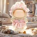 2 x Clothes for Labubu - 4PC Set with Shoes for 6.7 Inches Doll, Premium Outfit with Accessories, Stylish Clothes for Labubu (NO Doll)(Pink Plaid)