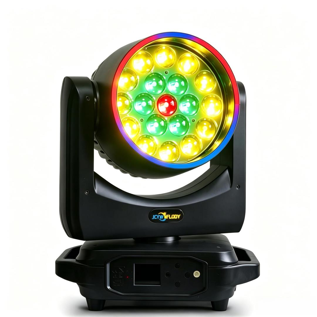 JCYW FLODY 19x15W Moving Head Light, 4in1 RGBW Zoom Beam Wash DJ Lights