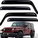 Lightronic Extra Durable Outside-Mount Auto Vent Window Visor, Fit 2007-2017 Jeep Wrangler Unlimited, 2018 Wrangler JK Unlimited, 4-Door, UV-Protect Rain Guard, Original Wind Deflector, Smoke, 4-Pcs