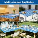 2 x Rectangle Picnic Table Cloth, Elastic Waterproof Fitted Vinyl Tablecloths for 6 Foot Tables, Wipeable Flannel Backed Table Covers for Dining, Camping, Outdoor(Blue,30"x72")