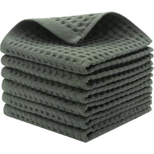 Mia'sDream Cotton Waffle Wash Cloths for Showering Face Body, Premium Qualit Thin Washcloths 6 Pack Face Wash Cloth, Quick Drying Small Hand Towels for Bathroom Wash Rags,13" x 13" (Olive Green)