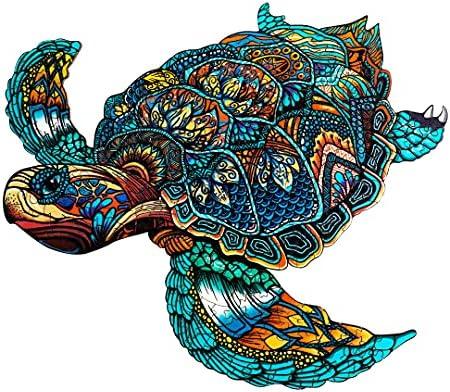Jigfoxy Wooden Puzzles for Adults, Sea Turtle Wooden Jigsaw Puzzles,Unique Animal Shape Puzzles, Christmas Thanksgiving Gifts for Family Turtle Lover(XL-22.8 * 19.3in-568pcs)