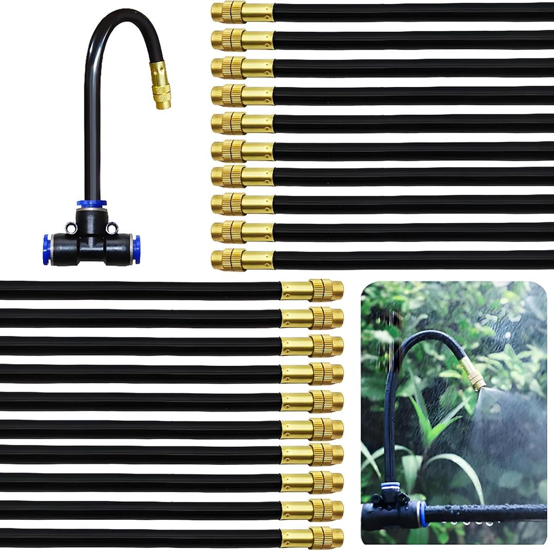 CESFONJER Irrigation Spray Nozzles, 20 Pcs 8mm Misting Nozzle, Adjustable Copper Atomizing Nozzle, Suitable for Watering Irrigation System for Lawn Terrace Garden