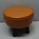 Small Foot Stool Ottoman, Round Pouf Foot Rest, Footstool Ottomans with Rubber Legs Under Desk, Faux Leather Footrest for Couch, Living Room, Bedroom, Hallway, Office, 13''L x 13''W x 10.2''H