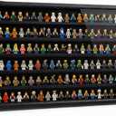 Minifigure Display Case- 6 Layers, Flip-Up Doors with Support, Acrylic View Window, Handmade Wooden Case for Collectible Figures