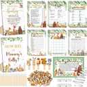 Funnymoom 426 Pcs Woodland Baby Shower Games Set-8 Games, Includes Baby Shower Bingo, Price is Right, Guess Who, Word Scramble, Prediction and Advice, How Big is Mommy's Belly, Don't Say the Words