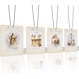 Religious Air Freshener 4Pcs with Jesus Design - Christian Cologne Scent for Car, Bathroom, Room, Books - Motivational Decor & Gifts for Him, Her, Believers