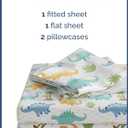 Kids Full Size Bed Sheet Set - 4 Piece Kids Loft Bed Sheets - Colorful Dinosaur Dino Print Bedding - Soft, Cute - Breathable & Machine Washable - Dino Pattern Bed Set for Boys, Girls, Teens & Toddlers