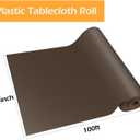 YSYJ Plastic Table Cover Roll Brown Disposable Table Cloth 54 in x 100 Ft, Plastic Table Cloths with Slide Cutter, Table Cover for Parties