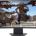 LG 27GS60QC-B Ultragear Curved Gaming Monitor 27-Inch QHD (2560x1440) 180Hz 1ms 1000R AMD Free Sync HDR10 HDMIx2 DisplayPort Borderless Design Black Stabilizer DAS Crosshair FPS Counter