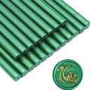 SWANGSA 20 Pieces Glue Gun Sealing Wax Sticks Metallic Green for Wax Seal Stamp, Great for Wedding Invitations, Cards, Envelopes, Packages, Gift Wrapping (Metallic Green)