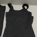 Ezbelle Women's Long Sleeve Sweater Dresses 2 Piece Outfits Sets Ribbed Knit Crop Tops and Tank Bodycon Midi Dress (Black) S