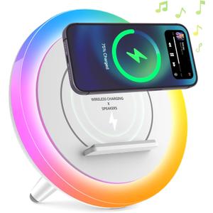 Wireless Charger Speaker with Lights,4 in 1Color Changing Modern Bluetooth Lamp,Personalized Trendy Stuff, Best Birthday Teenage Girls Boys Gifts Ideas