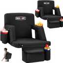 Overmont 2PCS Stadium Seat with Back Support - 2.8'' Padded Cushion 6-Position Recliner Bleacher Seat with Dual Hooks Backpack Straps Cup Holders Pockets - Portable Stadium Chair for Sports Concerts