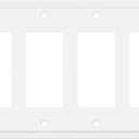 Modern Edge Decorative Wall Plate Switch Plate Outlet Cover, Durable Solid Zinc Alloy (Quad Decorator, White)