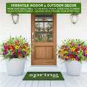 16 Bundles 7 Styles Artificial Flowers for Outdoors, UV Resistant No Fade Fake Plants Outdoor Faux Flowers Plant Silk Daisy Boston Fern Lavender Flowers for Cemetery Outside Planters Porch Patio Home