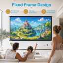 100 inch Fixed Frame Projector Screen, Anti Glare Outdoor Indoor Movie Projector Screen, Wrinkle-Free Hanging Projection Screen for Room Wall, Theater, Camping, Backyard, 4K HD 16:9