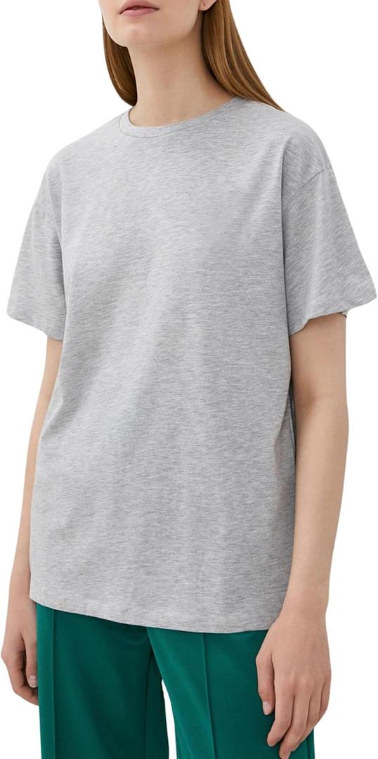 2 x FUPHINE Womens T Shirts Loose Fit Casual Soft Cotton Crewneck Tops Short Sleeve Basic Tee Shirt (Gray, L)