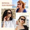EASY READ 2 Pack Cateye Bifocal Reading Sunglasses for Women,Fashion Outdoor Sun Readers UV Protection(Magnification 1.25, Black/Brown)