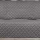 PureFit Reversible Quilted Sofa Cover, Water Resistant Slipcover Furniture Protector, Washable Couch Cover with Non Slip and Elastic Straps for Kids, Dogs, Pets (Sofa, Gray/Light Gray) (Large)