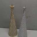 Juegoal Lighted Christmas Table Decorations with Star and 10 LED Lights Battery Operated, Indoor Xmas Thanksgiving Holiday Wedding Party Tabletop Desk Ornament, Set of 2 (Gold, Silver)