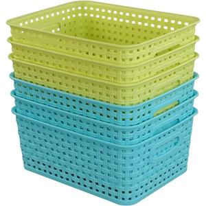 Kekow Plastic Storage Baskets for Bathroom, Beauty and Closets Organization, 6-Pack