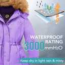 Girls Winter Coat Warm Puffer Jacket Long Fleece Lined Coat With Removable Hood 11-12