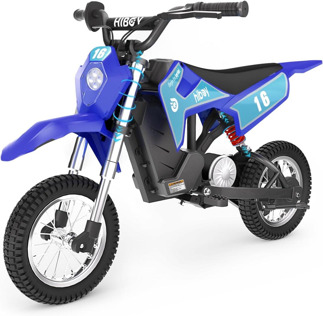 Hiboy DK1 36V Electric Dirt Bike,300W Electric Motorcycle - Up to 15.5MPH & 13.7 Miles Long-Range,3-Speed Modes Motorcycle for Kids Ages 3-10 (Blue)