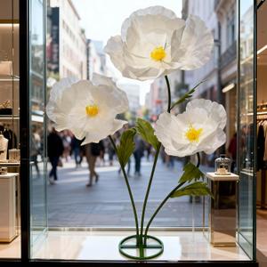 Giant Gradient Paper Flower Decoration  Oversized Standing Paper Flowers for Events, Garden Party, Window Display, Weddings, Birthday Photoshoots, Baby Shower Decorations (White)