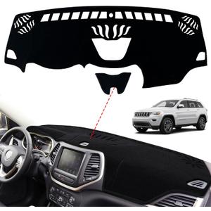 Dashboard Dash Board Cover Mat Pad Carpet Non-Slip Custom Compatible with Jeep Cherokee 2014 2015 2016 2017 2018 2019 2020 2021 2022 Protector Sunshield (Black Trim)