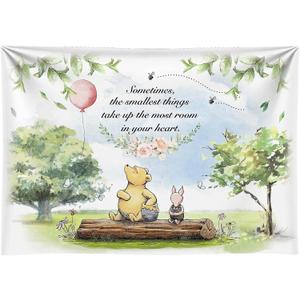 Fabric 8x6ft Vintage Bear Backdrop for Boys Girls Baby Shower Photography Background Classic Bear Newborn Kids 1st Birthday Party Cake Table Decorations Banner Photo Studio Props Supplies (Pink)