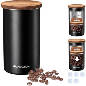 Vacuum Coffee Canister, Stainless Steel Airtight Coffee Storage Container, Coffee Container for 12oz Coffee Beans, Coffee Beans Storage, 34 fl.oz