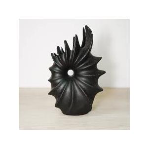 Modern Spiral Shell Ceramic Vase, Black Matte, 8.5 x 5.6 x 3.7 inches,for Interior Decoration