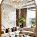 Vintage Arched Wall Mirror 24"x36", Antique Gold Baroque Ornate Mirror with Antique Brass Frame, Decorative French Style Vanity Mirror for Bathroom, Living Room, Entryway, Fireplace
