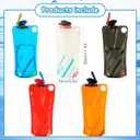 5 Pack Collapsible Water Bottles With Carabiner, 34oz Foldable Water Bottle with Leakproof Lid, Food-Grade Silicone Portable Reusable Water Bottle for Hiking,Sports,Camping,Biking, Traveling