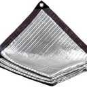 LOVE STORY 85% 8x16FT Aluminum Shade Cloth Reflective Sun Shade Cover Silver Tarp with Grommets for Car Garden Patio Kennel