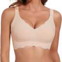 JOYSHAPER Bras for Women Wireless Padded Bra Bralettes Support Back Smoothing Bras (L)
