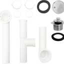 Westbrass Y594244CP White Tubular Twist & Close Bath Waste and Overflow Assembly, Polished Chrome