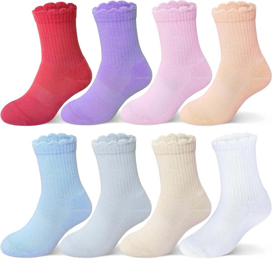 Ruffle Ankle Crew Socks School Uniform Dress Socks for Kids 4-16 Years