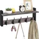 Homode Wall Hooks with Shelf, Coat Rack Wall Mount, Entryway Shelf with Hooks for Clothes, Backpack, Key, Purse - Rustic Grey (17.1 Inch Long)