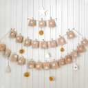 Amosfun 50Pcs Mini Wooden Clothespins 1.57 Inch Small Wood Clips with Jute Twine for Hanging Photos Tags Crafts and Home D Cor