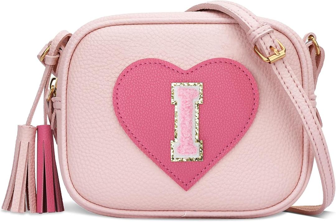 KKXIU Birthday Gifts for Girls Initial Toddler Purse Cute Kids Crossbody Bag (Pink)