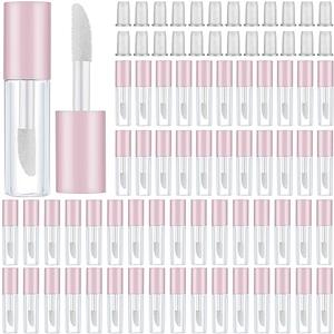 Patelai 100 Pieces 1.2 ml Clear Mini Lip Gloss Tube Refillable Empty Lip Balm Gloss Containers for DIY Makeup, Pink
