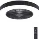 CYANAVIS 20" Bladeless Ceiling Fans with Light Remote Control, LED Smart Flush Mount Ceiling Fan With light for Bedroom, Kids Room, Reversible Motor, 6 Wind Speed, 3000LM, 57W