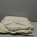 MooMee Fitted Bottom Sheet Only 100% Washed Cotton Linen Like Textured Breathable Durable Soft Comfy Deep Pocket Fits Mattress up to 17" (Almond Milk Grey, Twin)