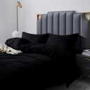 Crystal Velvet Queen Duvet Cover Set Black, Soft Warm Flannel Comforter Cover Queen Size for Fall Winter Spring, 3 Pieces Luxury Fluffy Silky Velour Bedding Duvet Cover 90" x 90"