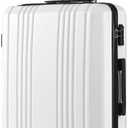 Coolife Luggage PC+ABS Hardshell Suitcase with TSA Lock, Spinner Checked Lightweight (white, M(24IN))