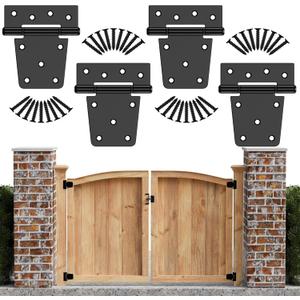 3.5 Inch Heavy Duty Gate Hinges, Gate Hinges for Wood Fence Gate Vinyl Shed Door, Black Iron Gate Strap Hinges with Screws, 4 Pack