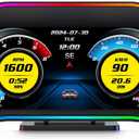 Obd2 Gauge Display for Cars P4, Digital Speedometerwith Overspeed, RPM, water temperature, voltage alarm, Heads Up Display Suitable for All Car